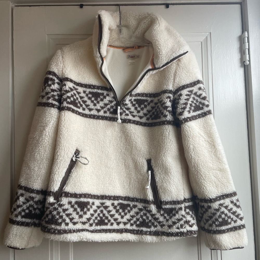 Faherty x B.YELLOWTAIL Cedar Ridge Sherpa Quarter Zip fleece sweater